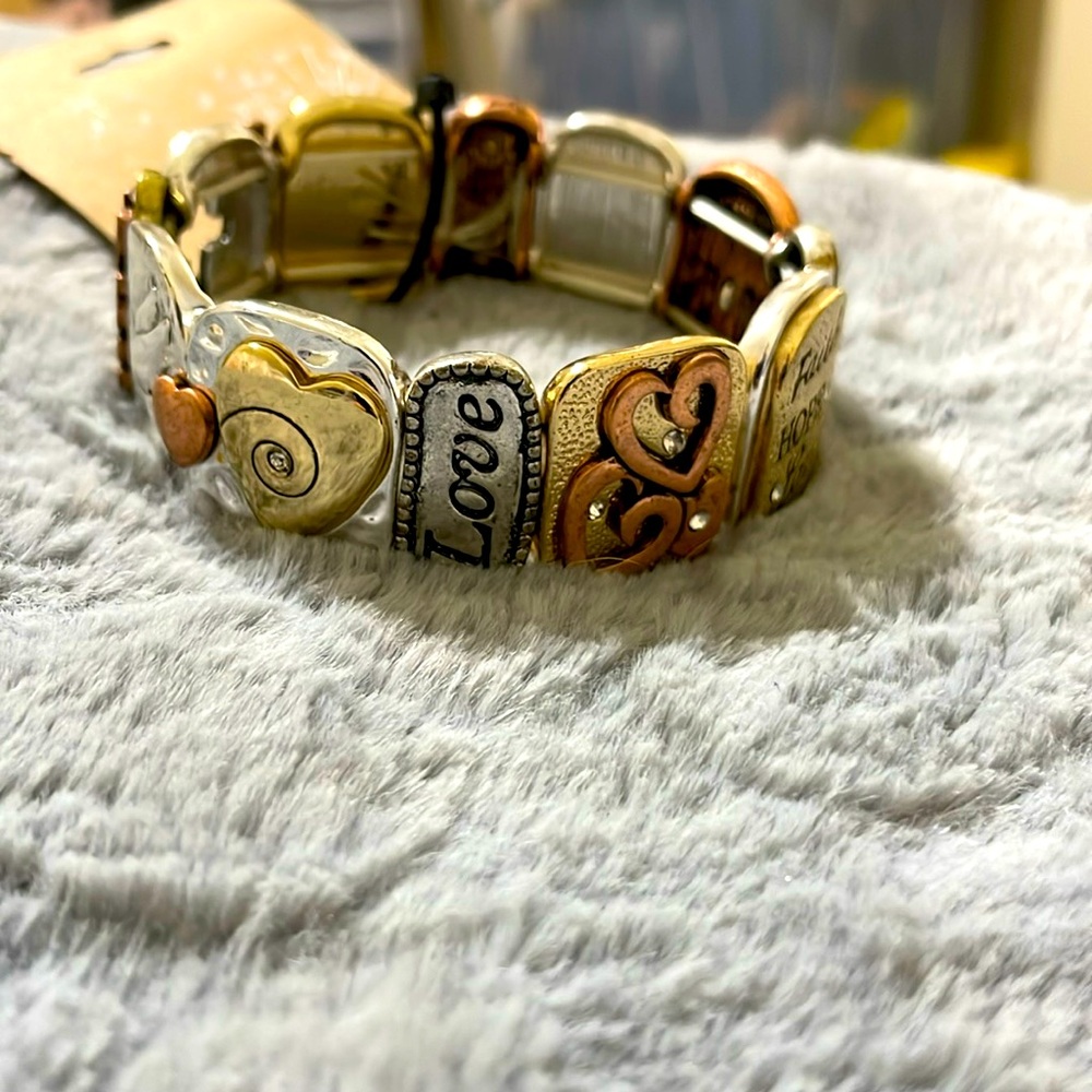 NEW! Inspirational multi-toned bracelet- silver, gold and rose gold.